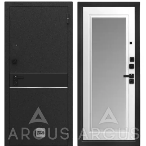 Дверь ДА96 Black Style Черный шелк Крэйзи • входная дверь • шумоизоляция • с зеркалом • АРГУС (Йошкар-Ола) можно купить в магазине 72дверки на Пермякова 81 в Тюмени