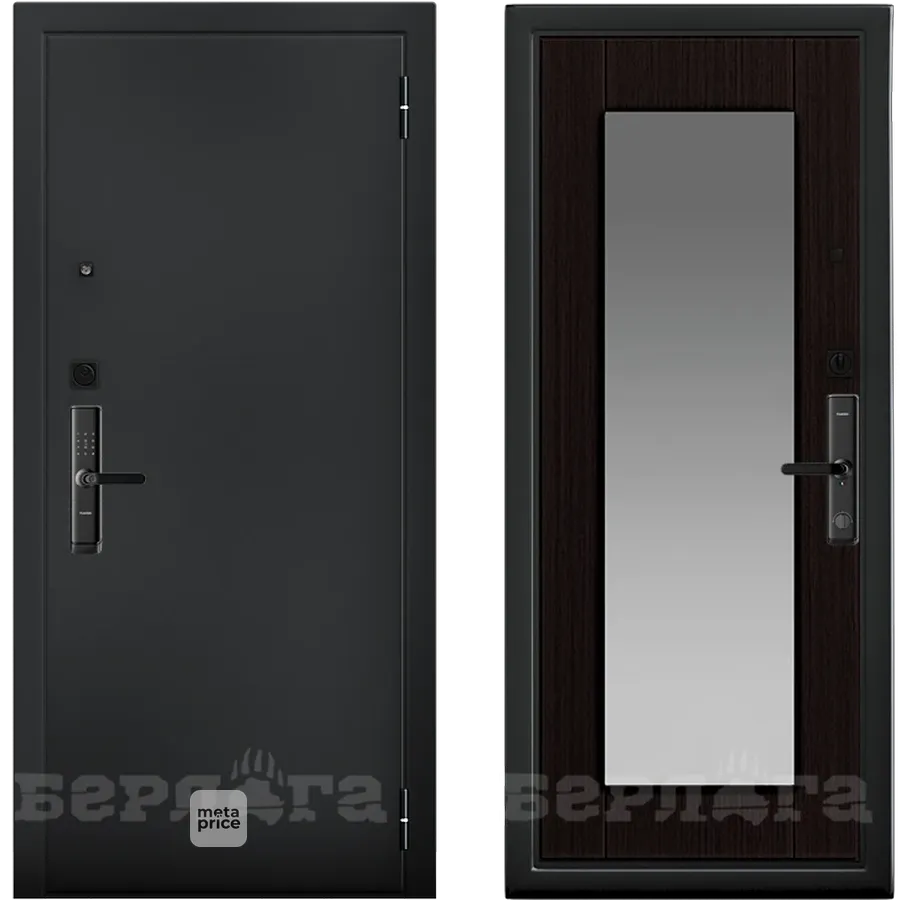 Дверь Кибер K-S110 Милли (венге тисненный • черный букле • black kaadas S110) • входная дверь • с зеркалом • БЕРЛОГА (Йошкар-Ола) можно купить в магазине 72дверки на Пермякова 81 в Тюмени