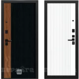 Тринити УП Энигма (эмалит белый (MBP) • муар черный • Фактор • черный кварц (Орех пекан медовый) • plastic black) • входная дверь • БЕРЛОГА (Йошкар-Ола)
